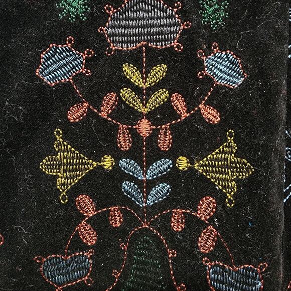 Chicos 1 Black Velvet Embroidered Blazer Jacket Size M 8 Studded Boho Whimsigoth - Picture 7 of 15